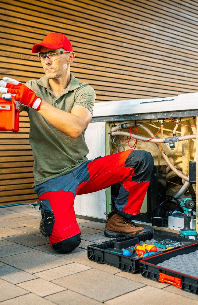 A,Technician,Focuses,On,Repairing,A,Hot,Tub,Outside,A